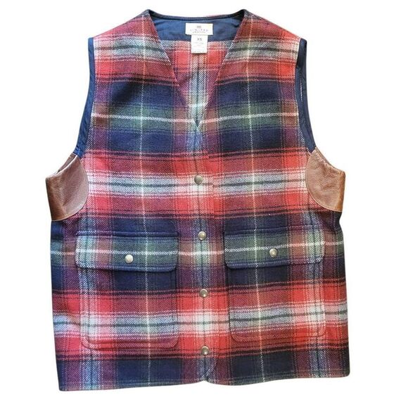 Vintage 90s The Limited Vest Womens XS Red Plaid America Heritage Wool Snap - Picture 1 of 6
